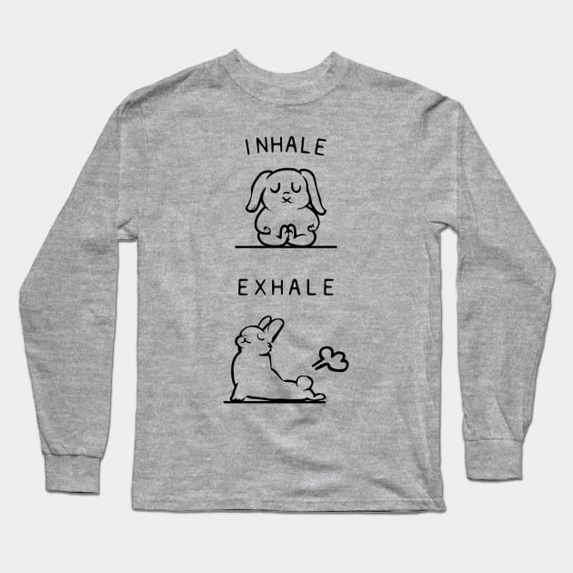 Inhale Exhale Bunny Long Sleeve T-Shirt by huebucket